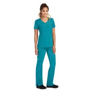 Skechers Scrub Scrub Top Mock Wrap Neck 3 Pockets 5X Large Teal Womens Ea