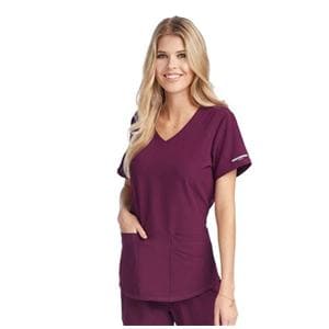 Skechers Scrub Scrub Top V-Neck 3 Pockets Medium Wine Womens Ea