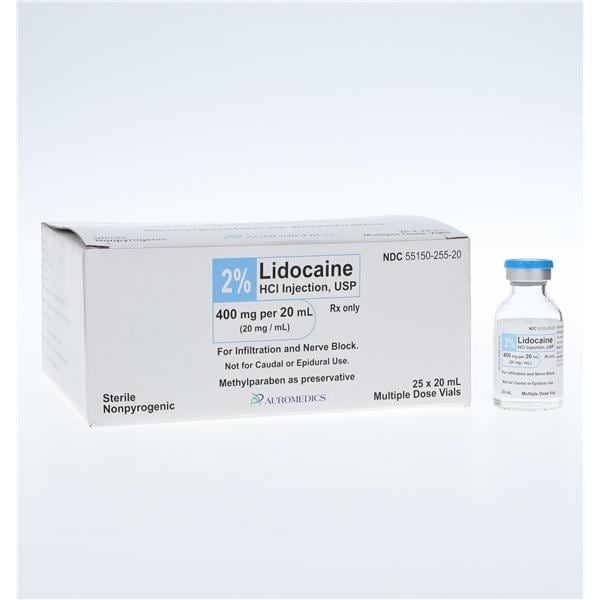 Lidocaine HCl Injection 2% MDV 20mL 25/Bx