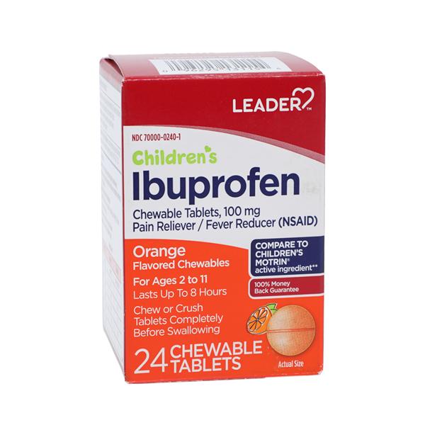 Ibuprofen Chewable Tablets 100mg Junior Strength Orange 24/Bx