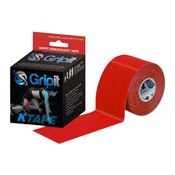 Strapit Kinesiology Tape Cotton/Lycra/Spandex 2"x5.5yd Red Ea