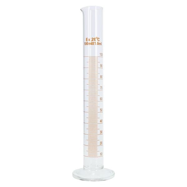 Clear Heat Resistent Glass Graduated Cylinder 100mL Ea