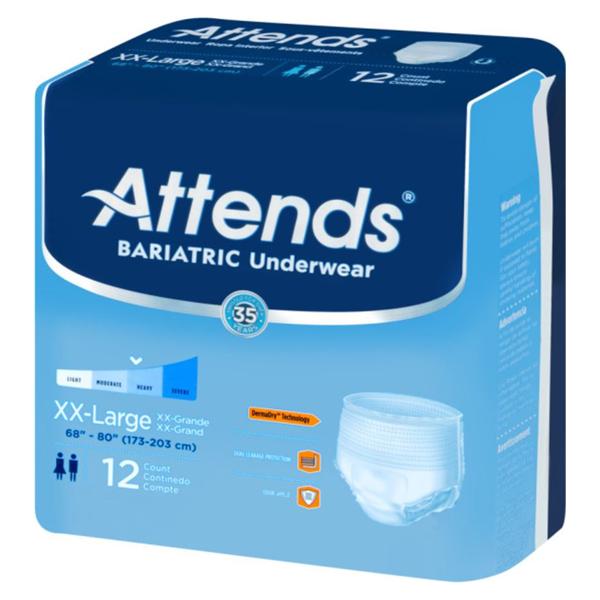 Attends Protective Underwear Unisex 68-80" Moderate Absorbency White 48/Ca