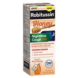 Robitussin Honey DM Adult NghTm Cgh Liquid 30/12.5mg Maximum Strength 4oz/Bt, 24 BT/CA