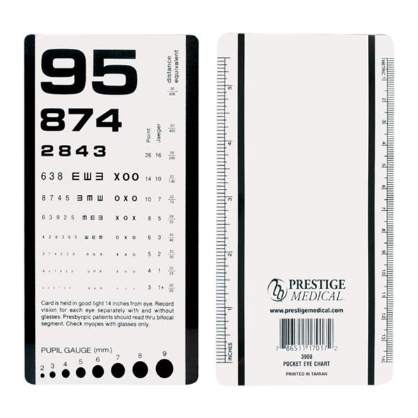 Eye Chart Acuity Test 14" Testing Distace Ea