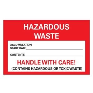 Hazard Label Paper Hazardous Waste Red 3x5" 500/Rl