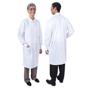 DenLine UltraLite Air-Perm Long Coat 3 Pockets 41 in 2X Large White Unisex Ea