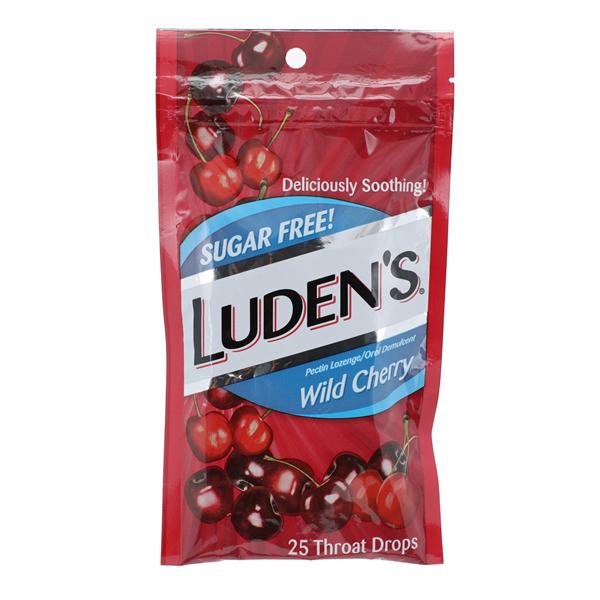 Ludens Sore Throat Drops Wild Cherry Sugar Free 25/Bg