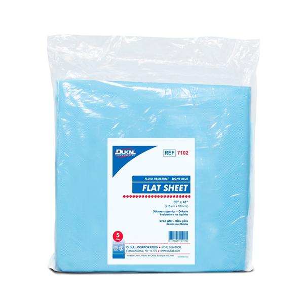 Cot Sheet 85 in x 41 in Blue Spun Fabric Disposable 100/Ca