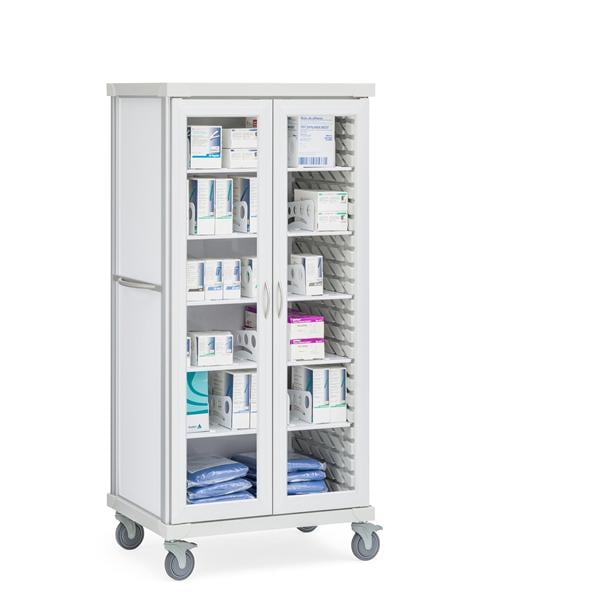 Roam 2 Supply Cart 28.75x37.5x75.25" 5" Caster Glass Door