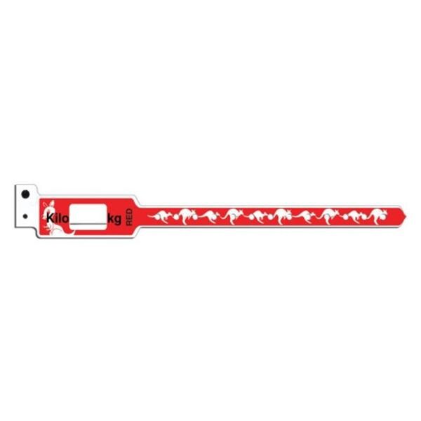 KangaBand Write-On Wristband Poly Red Pediatric 250/Bx