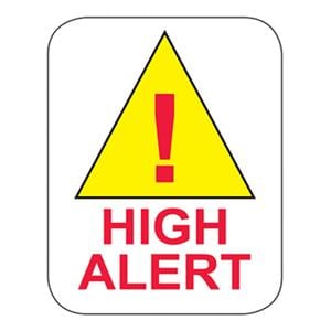 Warning Label High Alert White/Red Text 1x3/4" 1000/Pk