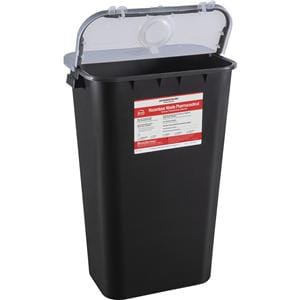 RCRA Hazardous Waste Container 11gal Black 22.5x16.5x11-13/16 Hng Ld Plstc 6/Ca