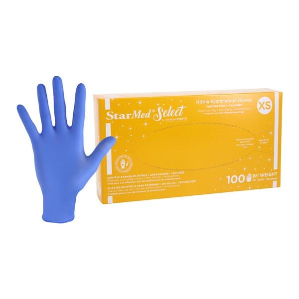 StarMed Select Nitrile Exam Gloves X-Small Periwinkle Non-Sterile, 10 BX/CA