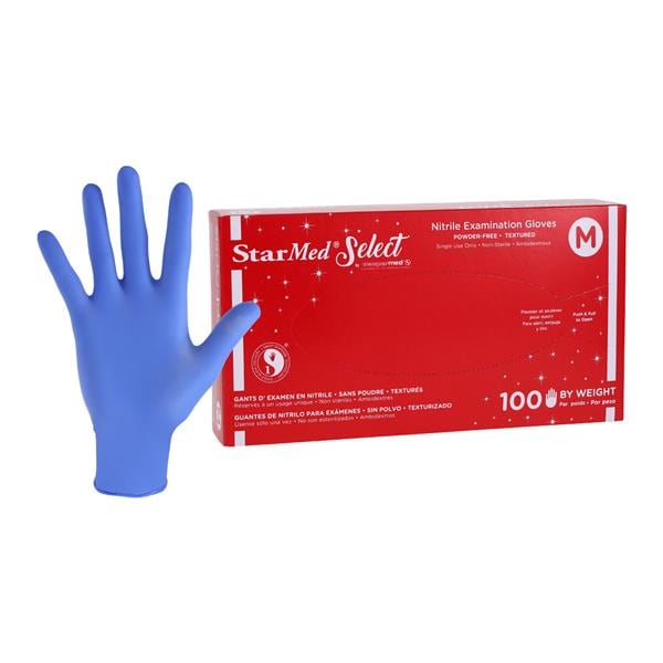 StarMed Select Nitrile Exam Gloves Medium Periwinkle Non-Sterile, 10 BX/CA