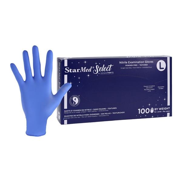 StarMed Select Nitrile Exam Gloves Large Periwinkle Non-Sterile, 10 BX/CA