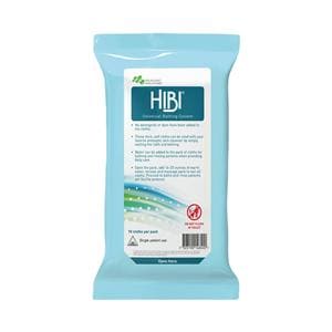 Hibi Dry Bathing Washcloth Disposable Polyester 10.9x5.7x1.9" White / Blue 48/Ca