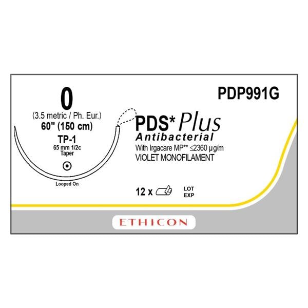 PDS Plus Suture 0 60" Triclosan, Polydioxanone Monofilament TP-1 Violet 12/Bx