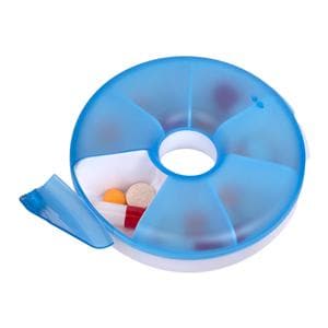 Easy Fill Pill Organizer Large Round Reusable Carousel / Weekly 6/Pk