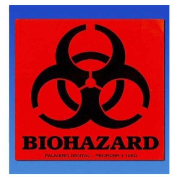 Biohazard Labels Warning Red3x3 100/Rl