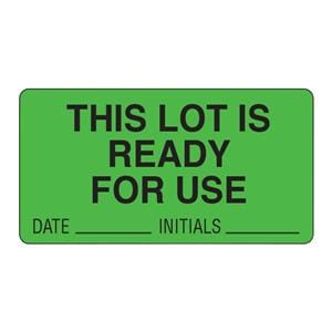 Communication Label This Lot Is Ready For Use Fluorescent Green 1-1/2x3" 1/Rl