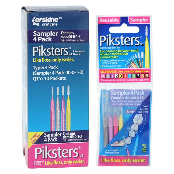 Piksters Interdental Brush Assorted Sample Pack 10Pk/Bx