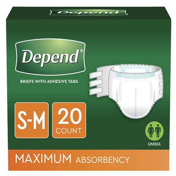 Depend Incontinence Brief Unisex 19-34" Maximum White Odor Control 20/Pk, 3 PK/CA