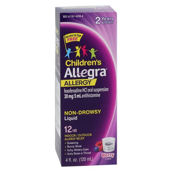 Allegra OTC Children Allergy Liquid Suspension 30mg/5mL 12Hr Berry 4oz/Bt