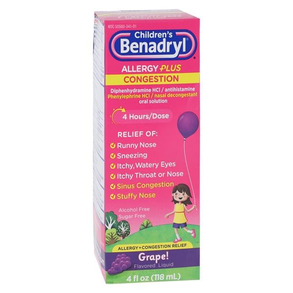 Benadryl Children Allergy Liquid 12.5/5mg Grape 4oz/Bt