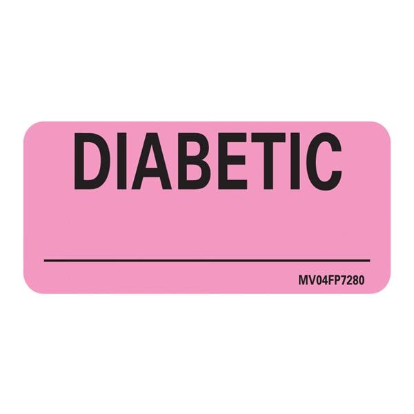 Diabetic Medical Label Medvision Fluorescent Pink 2-1/4x1" 5Rl/Ca