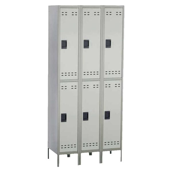 Storage Locker Double Tier Steel Two-Tone Gray Ea