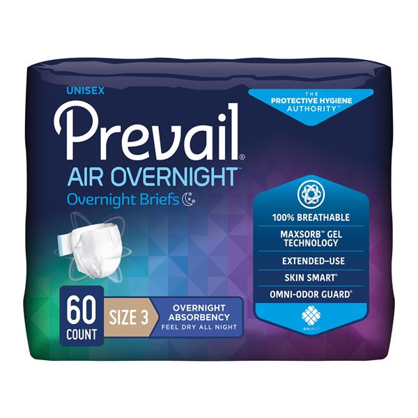 Prevail Air Incontinence Brief Unisex 58-70" Heavy Gray Odor Guard 60/Ca