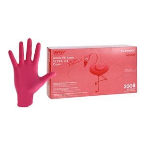 Flamingo Nitrile Exam Gloves Medium Pink Non-Sterile