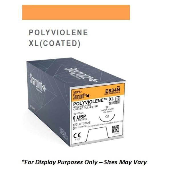 Polyviolene XL Suture 0 1x30" Polyethylene Braid CT-1 Green 12/Bx