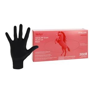 Stallion Nitrile Exam Gloves Medium Black Non-Sterile