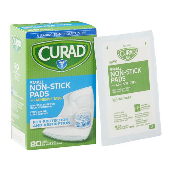 Curad Cotton/Polyester Pad 2x3" Sterile Non-Stick Adhesive Tabs Small Wt Abs LF