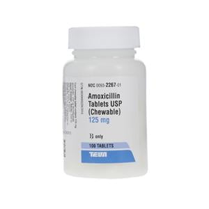 Amoxicillin Chewable Tablets 125mg Bottle 100/Bt