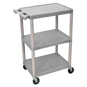 Cart Utility Plastic Luxor 3-Shelf 18x24x32-1/2" Gray Ea