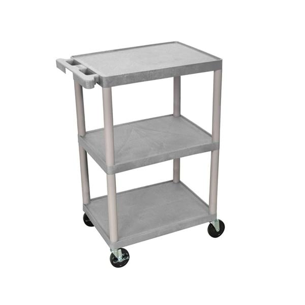 Cart Utility Plastic Luxor 3-Shelf 18x24x32-1/2" Gray Ea