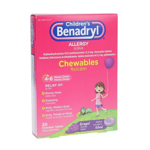 Benadryl Children Allergy Chewable Tablets 12.5mg Grape 20/Bx