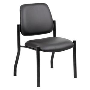 Chair Guest Armless Mid-Back 300lb Capacity Antimicrobial Vinyl Black Ea