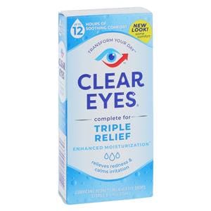 Clear Eyes Triple Action Redness Relief Eye Drops 0.5oz/Bt, 24 BT/CA