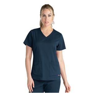 Greys Anatomy Stretch Scrub Top V-Neck 4 Pockets X-Large Steel Womens Ea