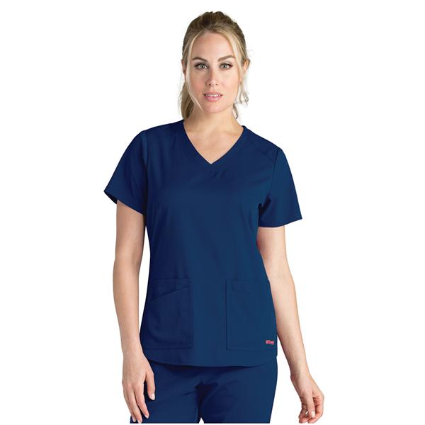 Greys Anatomy Stretch Scrub Top V-Neck 4 Pockets 4X Large Indigo Womens Ea