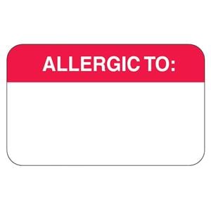 Chart Label Allergic To Rd/Wht 250/Rl