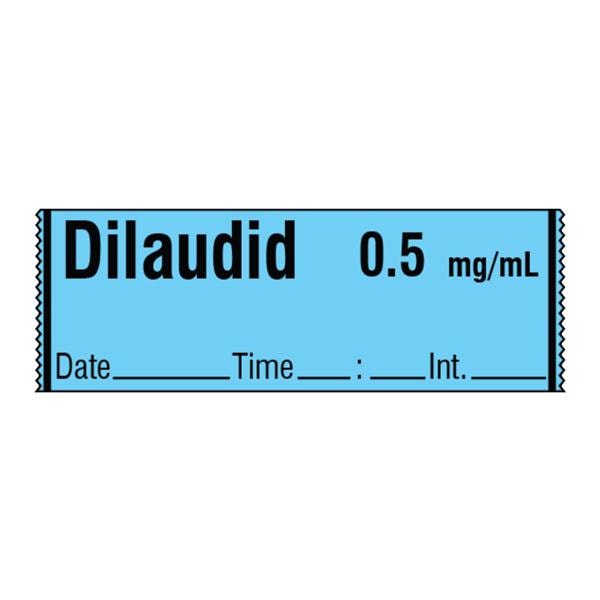 Anesthesia Label Dilaudid .5mg/mL Dt/Tm 1 Cr Sz/Tp Frm Blue 1/2x500" 500/Rl