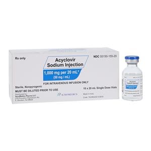 Acyclovir Sodium Injection 50mg/mL SDV 20mL 10/Bx