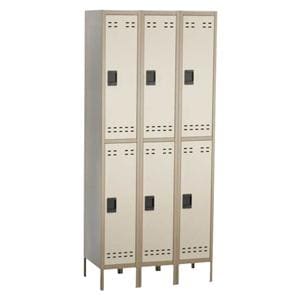 Storage Locker 2 Tier/3 Column Metal Lockable Tan Ea