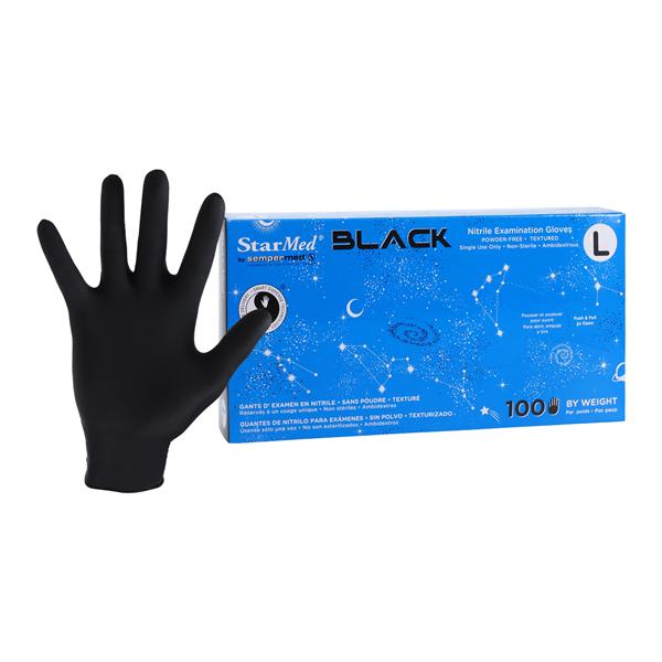 StarMed Nitrile Exam Gloves Large Black Non-Sterile