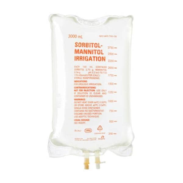 Ureteral Irrigation Solution Sorbitol-Mannitol 3000mL Flexible Bag 4/Ca